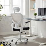 thumbnail of ZIK Cadeira de escritório Cadeira giratória ergonómica com apoio lombar, apoios de braços e apoio de cabeça - Branco