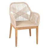 thumbnail of Gartenstuhl | HxBxT 85x58x59 cm | Sitzhöhe 47cm | wetterfest Seilgeflecht Rope Holz Akazie | Beige Kissen Creme-Weiß | Sessel Outdoor Stuhl