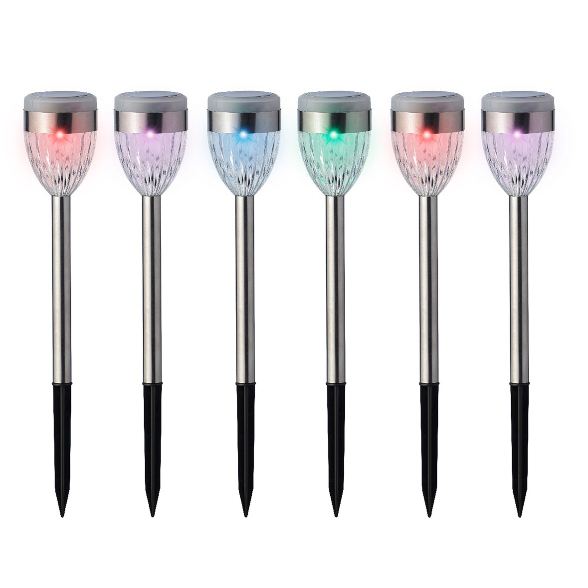 LED Solar Außenleuchten 24,5cm Edelstahl mit Farbwechsel 6er Set