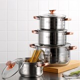 thumbnail of BERGNER - Batería de cocina NONA 8 pcs 16/18/20/24cm en acero inoxidable apta para inducción con Set de 3 Cuchillos de Acero Inoxidable