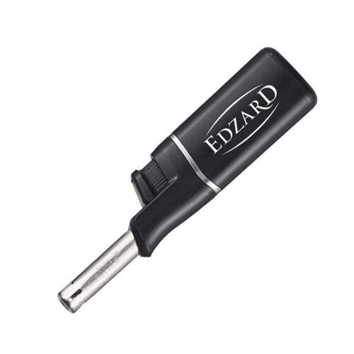 Mini-Stabfeuerzeug, schwarz, mit Edzard-Logo, Länge 11 cm, nachfüllbar