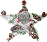 thumbnail of Adventskranz Stern, Weihnachtsdeko Tischdeko, Holz mit Kerzenglas 40x40x12cm weiß-grau