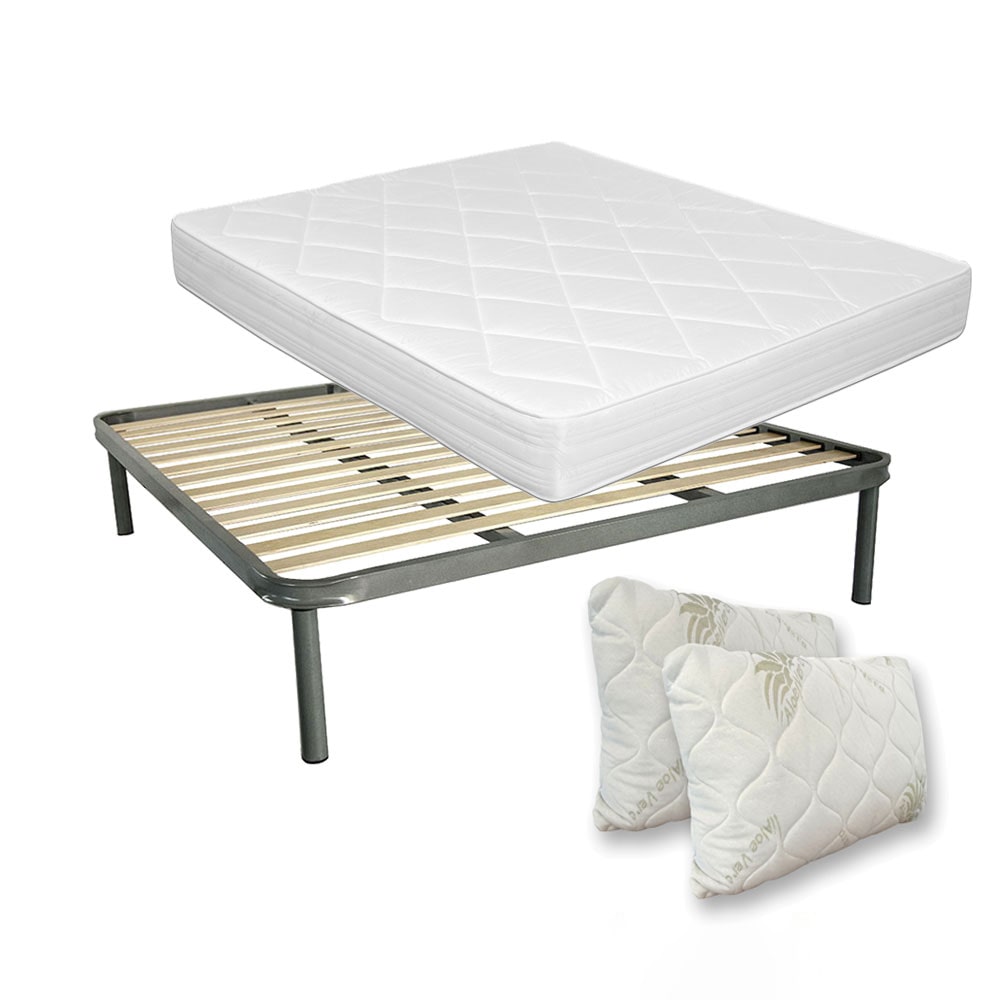 Kit rete ortopedica e materasso waterfoam Norvegia con cuscini, letto matrimoniale 160x190 - Comprarredo