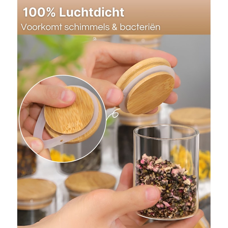 Decopatent® 5 Delige SET Voorraadpotten Van Glas Met Kunsstof Deksels Carrousel 360 Draaibaar Luchtdichte Voorraadbus