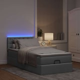 thumbnail of vidaXL Ottoman-Bett mit Matratze & LEDs Hellgrau 100x200 cm Stoff
