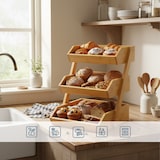 thumbnail of Relaxdays Obst Etagere Bambus, 3 Etagen, HBT 41x33x30 cm, Korbetagere für Obst, Gemüse & Gebäck, Obstschale Küche, natur