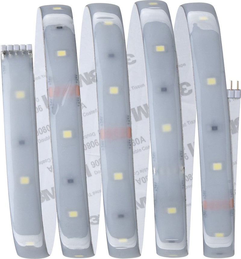 Eine aufgerollte LED-Lichtleiste mit Klebeband.
