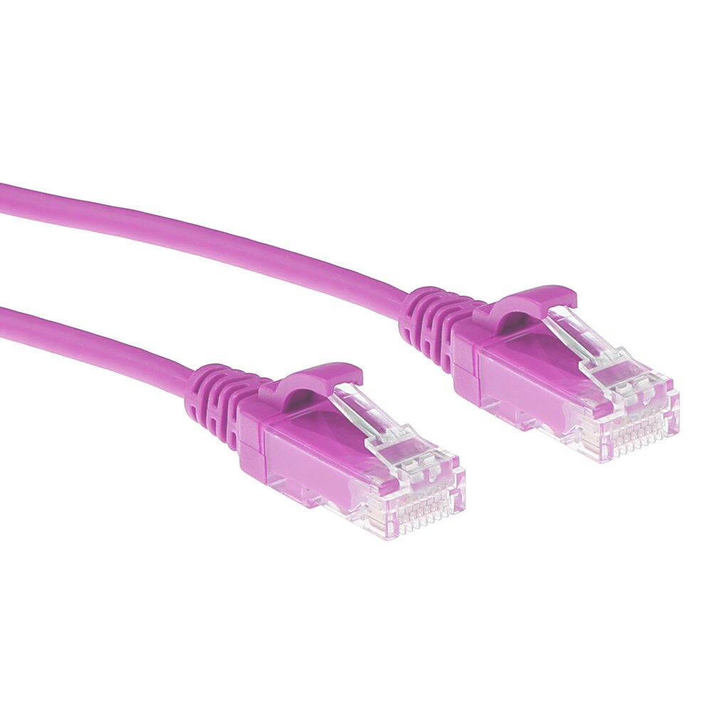 ACT DC9451 LSZH U/UTP CAT6 Datacenter Slimline Patchkabel Snagless | RJ45 connectoren | Roze | 1,5 meter
