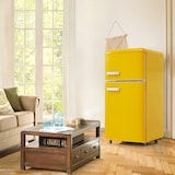 thumbnail of Retro Kühlschrank 46x45x91 Gelb 72L Volumen, 21L Gefrierfach, 51L Kühlfach, Doppeltür, Verstellbare Regale, 120 kWh/Jahr