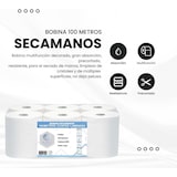 thumbnail of Bobina Papel secamanos Mecha 6 rollos de 100m 100% Celulosa Doble Capa Suave y Resistente Compatible con todos los dispensadores
