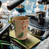 thumbnail of BIOZOYG 500 Stück Riffelbecher für Heißgetränke 300ml / 12oz Einwegbecher Pappbecher Zweige Winterbecher kompostierbar umweltfreundlich