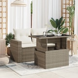 thumbnail of vidaXL Tuintafel met glazen blad 100x55x73 cm poly rattan grijs