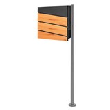 thumbnail of ECD Germany Standbriefkasten Edelstahl, mit Pfosten & Zeitungsfach, Postkasten Anthrazit Holzoptik, Stahl pulverbeschichtet, Design Briefkastenanlage