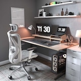 thumbnail of SIHOO silla de oficina silla de escritorio, ergonómica, reposabrazos ajustables, 150kg capacidad de carga ~ cubierta gris, marco blanco