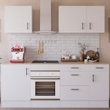 thumbnail of Cucina Componibile Completa Da 220 Cm Moderna con Cassetti Ammortizzati Piedini Regolabili Moduli Pensili Facile Da Installare Bianco Lucido e Rovere