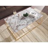 thumbnail of Couchtisch in Marmor-Optik mit Metallbeine, rechteckig - Serie `Marbrix`. Weiß, 100x60x40 cm | Kadima Design