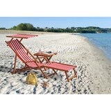 thumbnail of Gartenliege rot-weiß Strandliege Sonnenliege Holz Relaxliege Sonnendach Strandstuhl 10-314 S