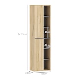 thumbnail of HOMCOM columna de baño de pared armario de baño con compartimentos abiertos y 2 puertas mueble de baño moderno 40x24x141,5 cm natural