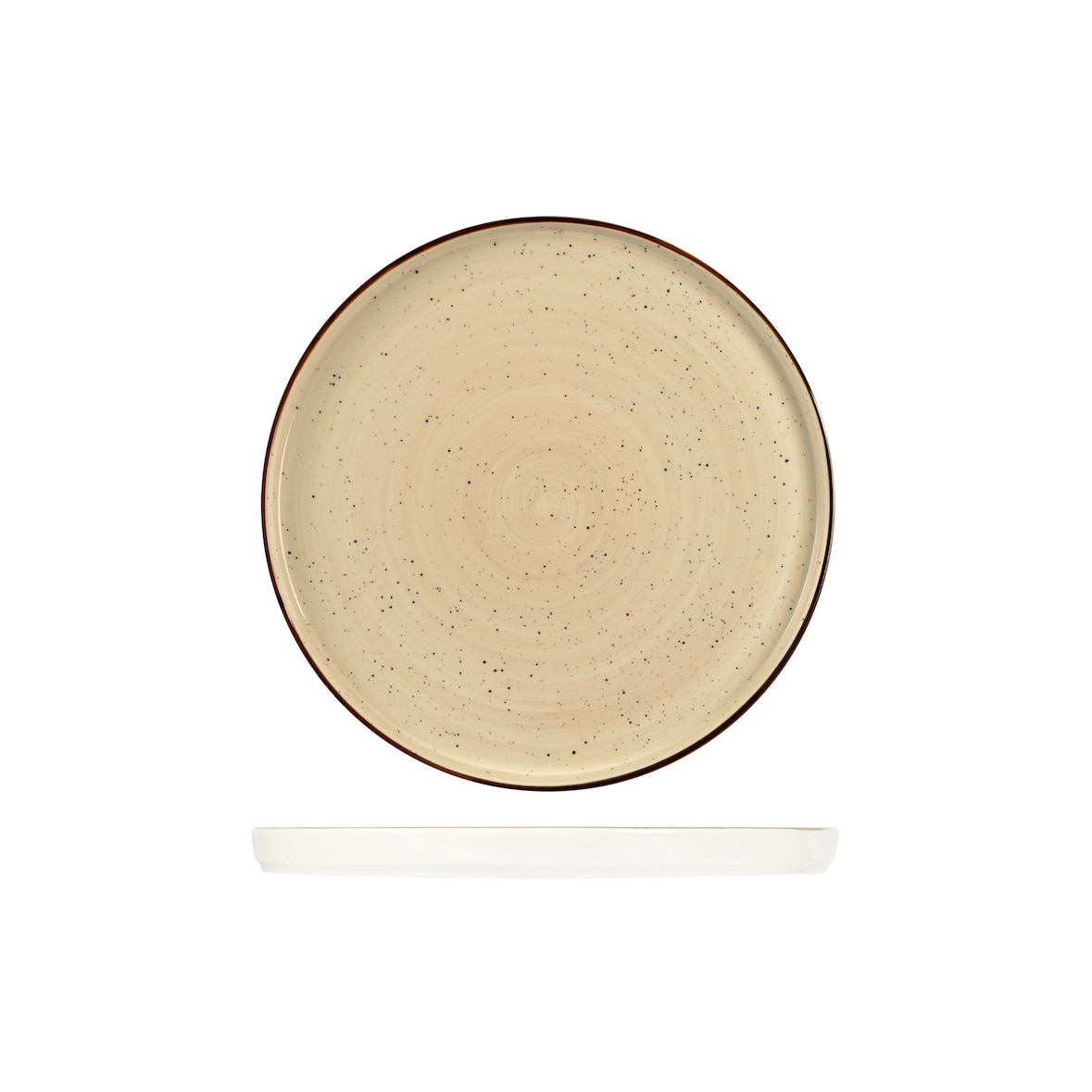 Lioness coppia di piatti rotondi nordici Justcolor in porcellana decorata color crema cm 28,5 H 2,1 HP11199-1096K1