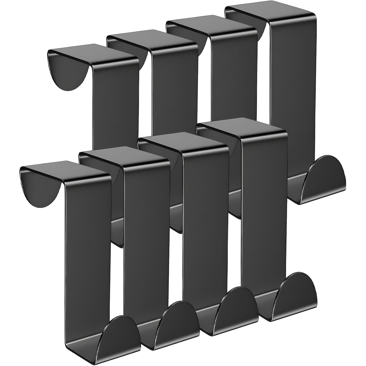 TOJ Living Türhaken – 8er-Set – Edelstahl – Schwarz – Über-Tür – bis 5 kg belastbar