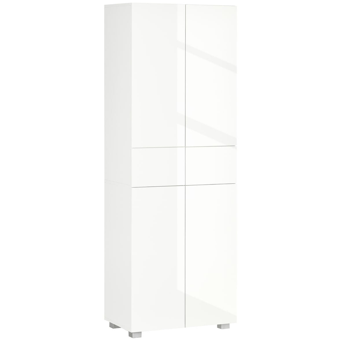 HOMCOM Armário de Cozinha Móvel Auxiliar de Cozinha com 4 Portas 2 Gavetas e Prateleiras Ajustáveis 60x35x170cm Branco