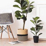 thumbnail of Intirilife Pflanzkorb Aufbewahrungskorb aus Baumwollseil in Braun - Schwarz - 20 x 20 cm - Korb Übertopf für Pflanzen Blumentopf Kräutertopf