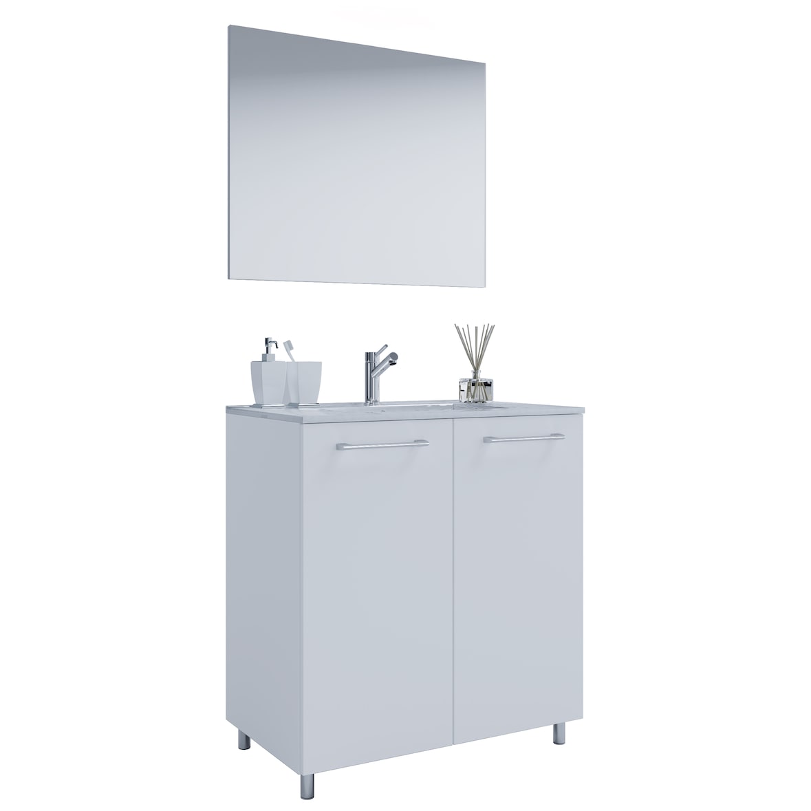 VCM Badmöbel Waschtisch Badinos Weiß H. 143 x B. 80 x T. 46 cm