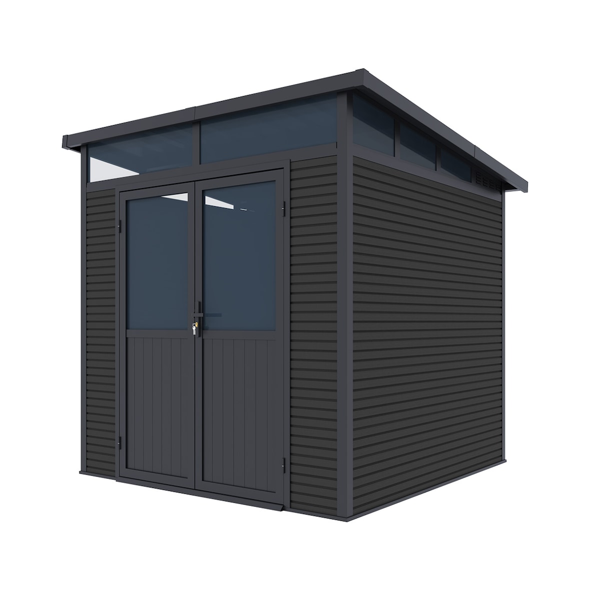 Weide Gartenhaus | Aluminium & WPC | Gerätehaus mit Doppeltür | 218x218x226 cm | Wetterfest in Anthrazit