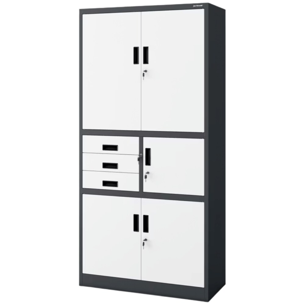 Aktenschrank abschließbar GEDO - mit Tresor & Schubladen| Büroschrank aus Stahl Metallschrank Werkstatt Werkzeugschrank, 185x90x40cm Anthrazit-Weiß