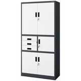 thumbnail of Aktenschrank abschließbar GEDO - mit Tresor & Schubladen| Büroschrank aus Stahl Metallschrank Werkstatt Werkzeugschrank, 185x90x40cm Anthrazit-Weiß