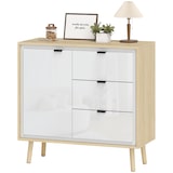 thumbnail of HOMCOM Credenza Moderna 3 Cassetti e Armadietto Bianco Lucido e Rovere