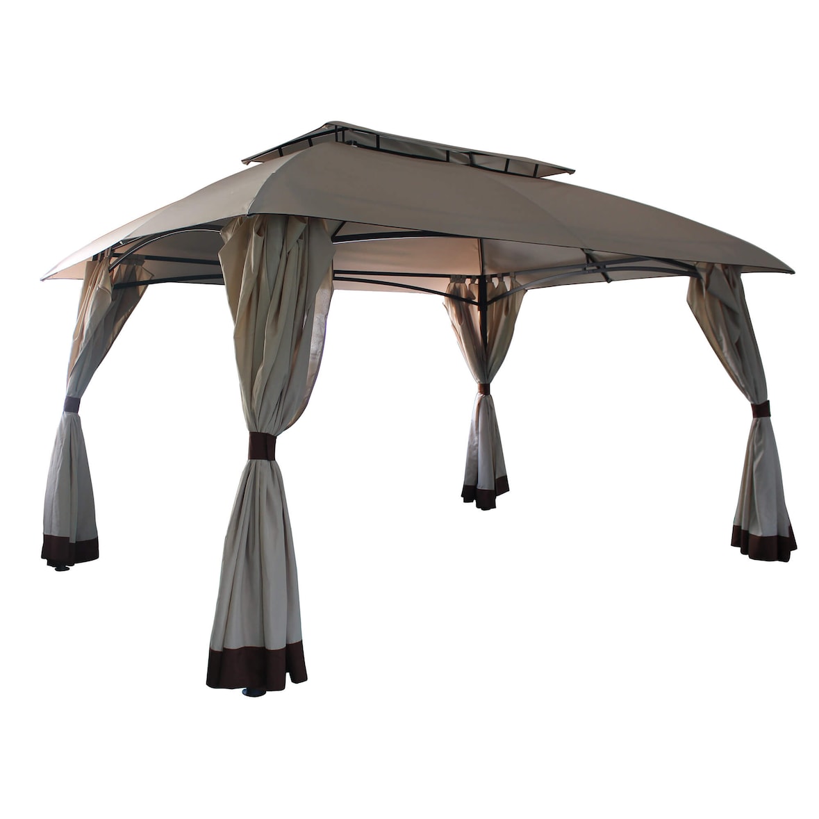 Gazebo da Giardino 4x3m in Acciaio e Poliestere Beige