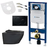 thumbnail of Spülrandloses Hänge-WC mit Softclose Sitz, Schallschutz und schwarzer Betätigungsplatte passend für Geberit Vorwandelement