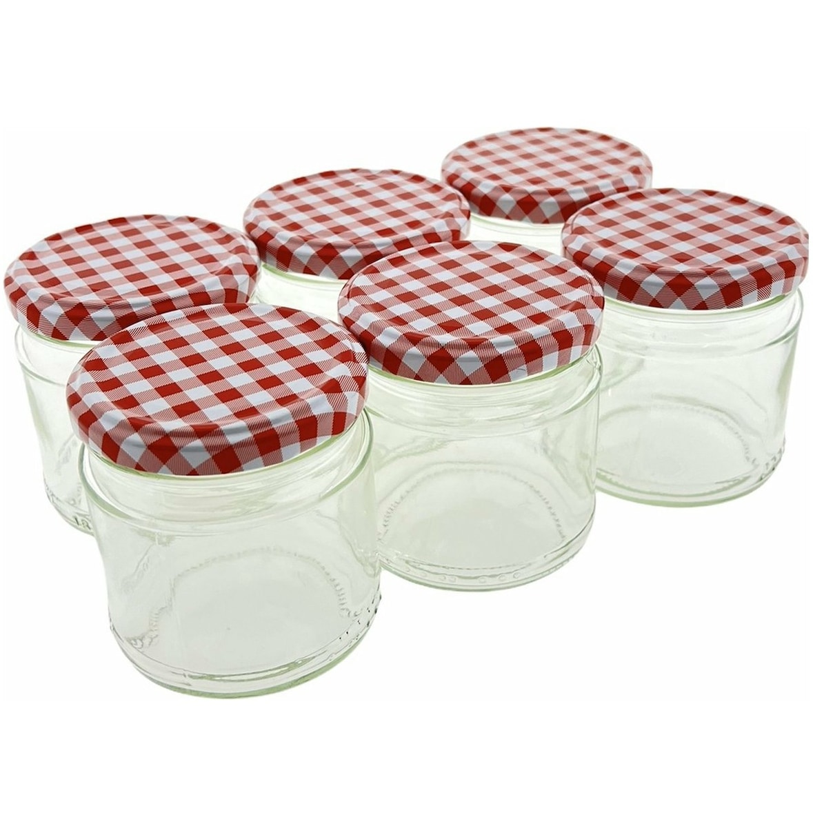 Confituurpot Jampot Inmaakpot met geruite schroefdeksel van 330 ml - 8 x 8 cm - 18 stuks