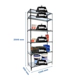 thumbnail of SimonRack Metallregal, 2500x1200x500 mm, 6 Ebenen, Metallboden, 200 kg Biegepunkt, Anthrazit/Weiss - Simonclick