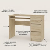 thumbnail of Scrivania Funzionale Cassetti Tavolo Ufficio Studio Porta Pc 120x50 cm - Rovere