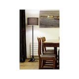 thumbnail of black, piantana in metallo nero con paralume in tessuto nero, faro barcelona