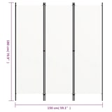 thumbnail of Décoshop26 - Paravent séparateur de pièce cloison 3 panneaux 150 x 180 cm en tissu blanc et fer DEC030738