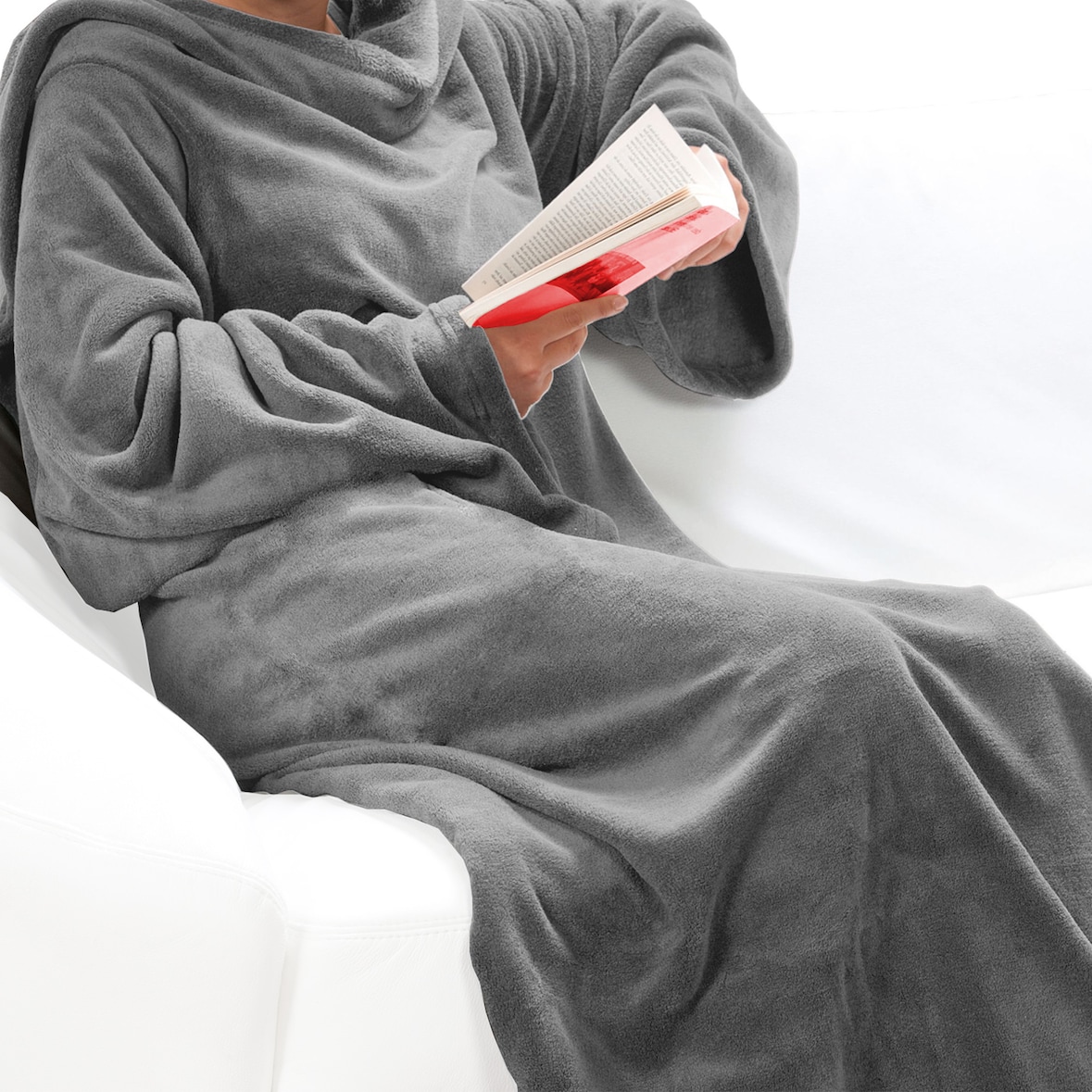 Ärmeldecke CozyWear XXL 150x240 cm - Luxus TV Decke mit Ärmeln - Extragroße & Extraflauschige tragbare Kuscheldecke Farbe:Grau,Größe:150x240 cm (1x)