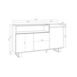 thumbnail of Sideboard, Schrank, Küche, Schrank, Flur, 150x35x87cm, 3 Türen, Industriedesign, Moderner Stil, Schwarz und weiß _ 66_2