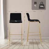 thumbnail of CLP 2er Set Barhocker Hover Stoff Vierfußgestell Gold Stoff HBT: 100x43x48 cm schwarz