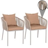 thumbnail of 2er-Set Gartenstuhl HWC-N41, Outdoor Armlehne, wetterfest Aluminium Seilgeflecht Rope ~ grau Kissen taupe