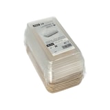 thumbnail of 10 Sushi-Schalen Palmblatt eckig 100 ml 4,3 cm x 18,4 cm x 10,4 cm natur mit rPET Deckel Kombipack