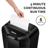 thumbnail of Fellowes Distruggidocumenti a miniframmento LX41, 8 fogli, per uso personale, con blocco di sicurezza, cestino da 17L, sicurezza P-4, nero, 4300701