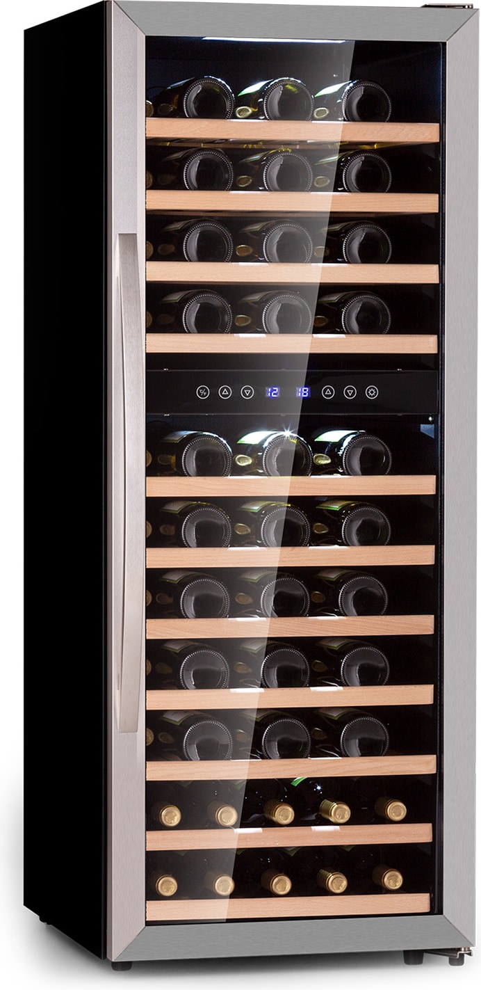 Klarstein Vinamour 73 Duo Weinkühlschrank 2 Zonen 192 L/73 Flaschen 5-18°C Touch Edelstahl