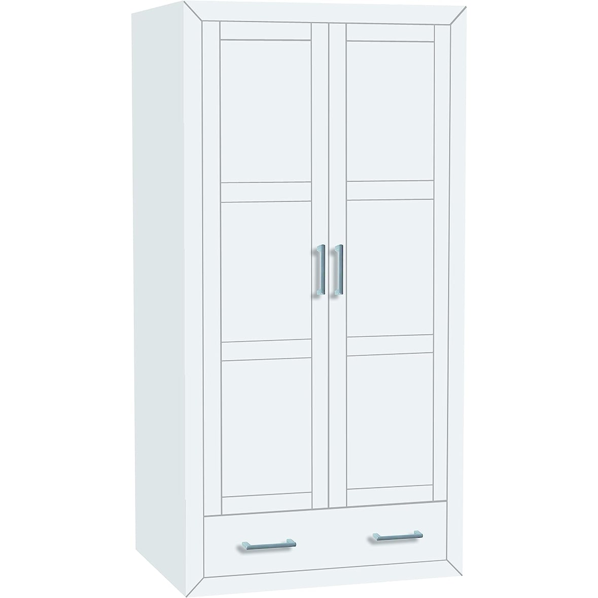 Armario 2 Puertas 1 Cajon , Pino macizo, color blanco lacado.