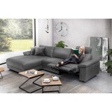 thumbnail of Sofá KAWOLA Sofá de esquina LOLA XL de tela gris con función de relajación motorizada chaise longue izquierda