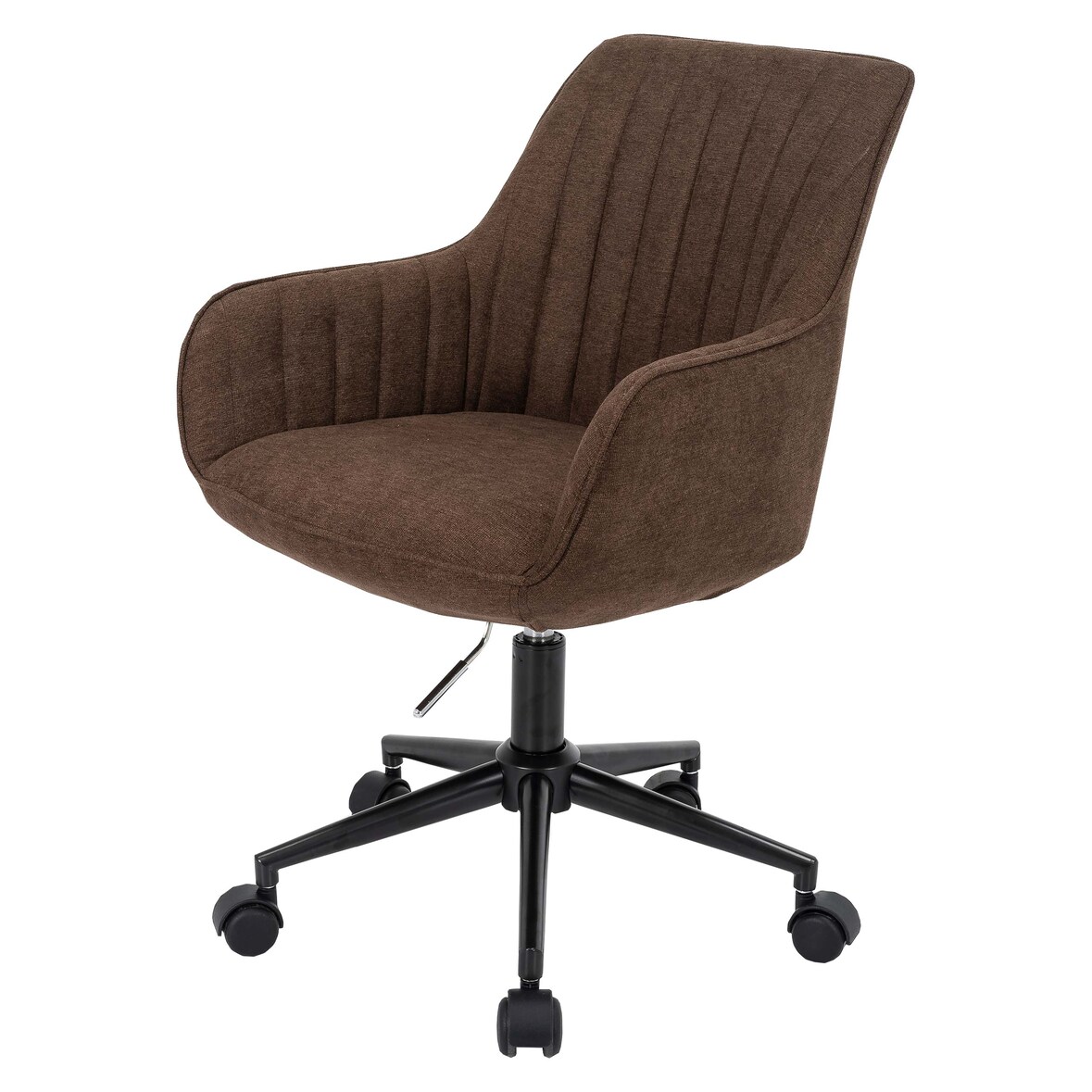 Bürostuhl | HxBxT 87x58x58 cm | Sitzhöhe 46cm | Stoff/Textil mit Armlehne | Braun | Drehstuhl Schreibtischstuhl Lehnstuhl