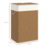 thumbnail of Wäschekorb Bambus 40x30x60 cm Braun mit Deckel und herausnehmbarem Wäschesack 72 L, Metallgestell pulverbeschichtet, mit Griffen