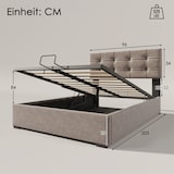 thumbnail of Polsterbett 90x200 cm mit 406 Federn Matratze höhenverstellbarem Kopfteil hydraulischem Lattenrost großem Bettkasten Stauraum Stoffbezug Grau